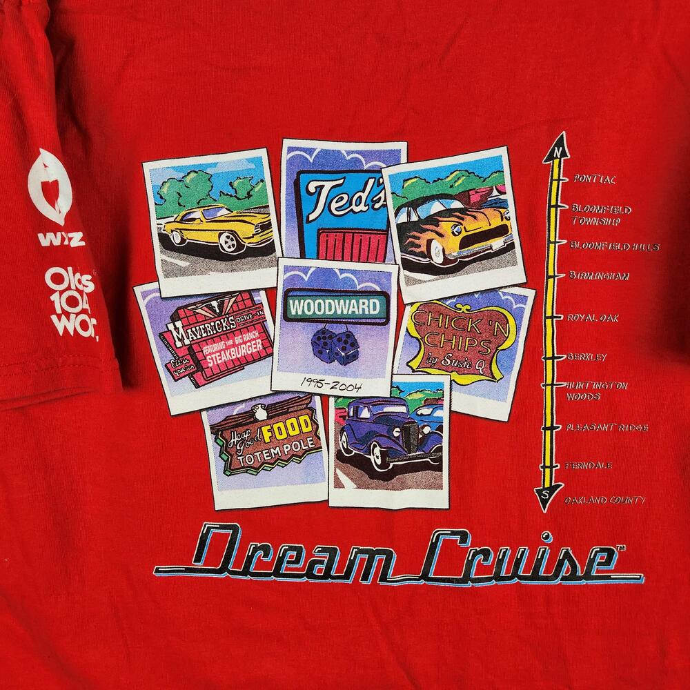 Vintage Woodward Dream Cruise Shirt Mens Large Red Car Show Hot Rod Graphic Y2k